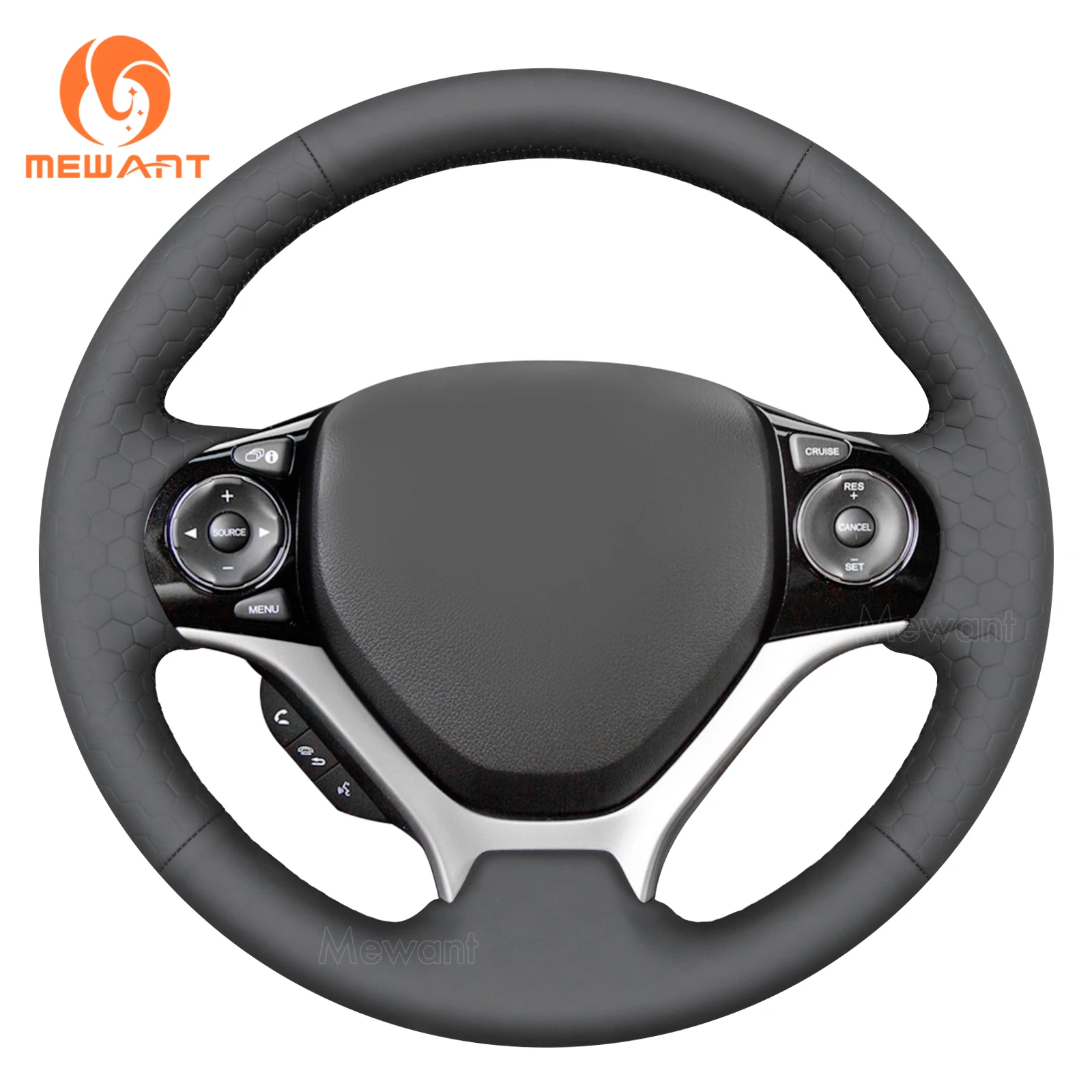 Mewant Hive Style Black Leather Car Steering Wheel Cover for Honda Civic 9 2012-2015