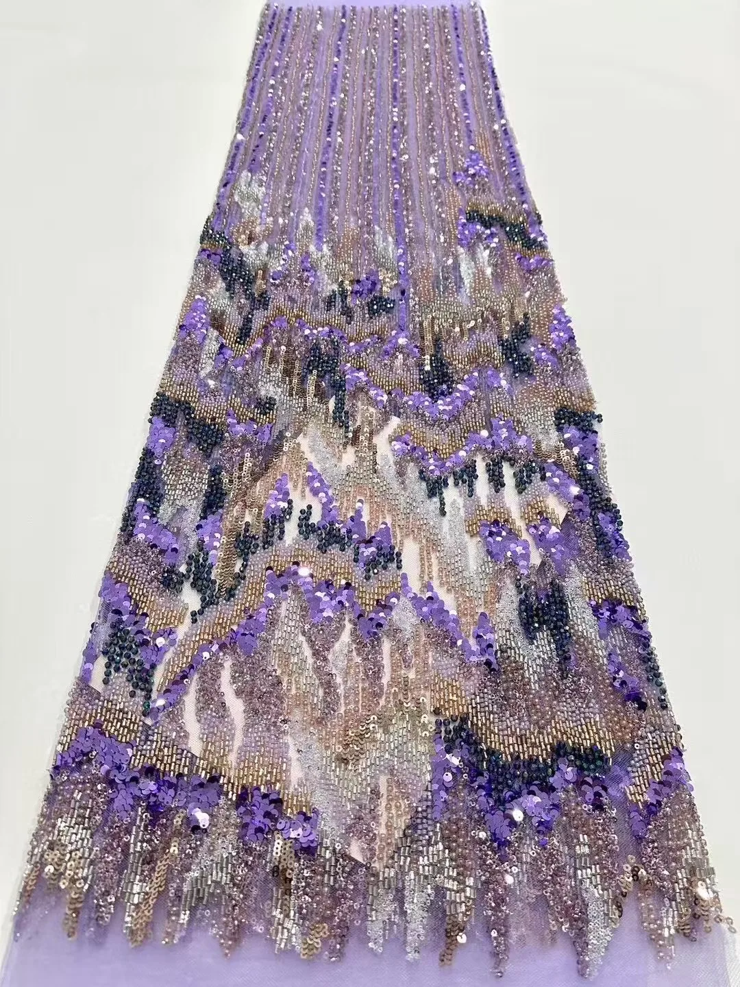 

Роскошная африканская сетчатая кружевная ткань для шитья, нигерийская тюль с блестками и бисером, свадебные платья, вышивка, 5 ярдов, ткани по метрам