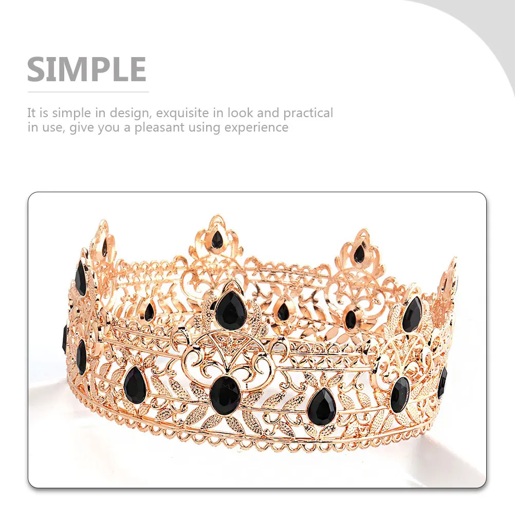 

Exquisite Alloy King Crown For Men Wedding Party Cosplay Costume Accessory Retro Golden Crown Decor For Halloween Anniversary