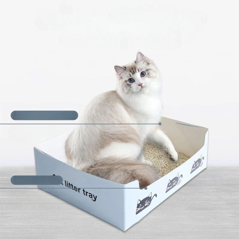 Disposable Paper Cat Litter Box for Business Trips, Foster Care, Travel, Thickened, Foldable, Easy To Maintain Cat Toilet