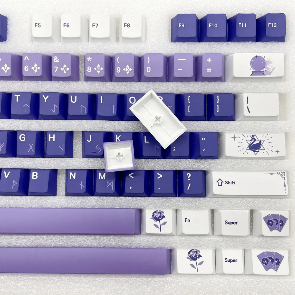 Imagem -05 - Keycaps Conjunto para Teclado Faça Você Mesmo Material Leve Perfil Cereja Corante Subbed Gh60 Gk61 Gk64 Rk68 Rk84 142 Chaves Preto