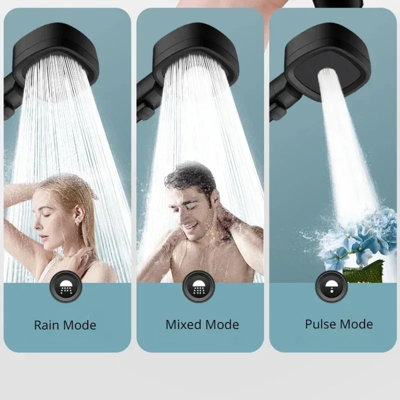 House High Pressure Shower Head Filtered purified 3 Modes Shower Heads Adjustable OneKey Stop Water Massage Sprayer  Accessories