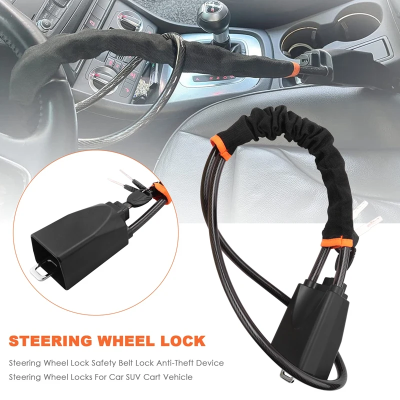 Safety Belt Lock Car Security Anti Theft Lock Anti-Theft Device Steering Wheel Locks For Car SUV Cart Vehicle Black