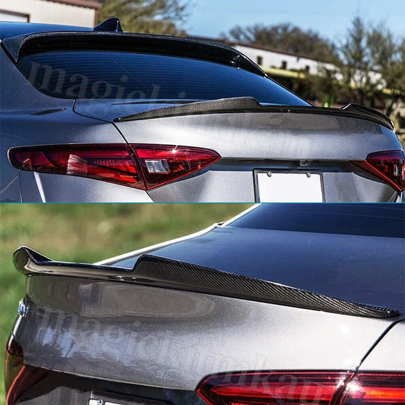 V Style Rear Lip Spoiler Compatible with 2017-2021 Alfa Romeo Giulia Quadrifoglio Carbon Fiber Look Rear Spoiler Rear Tail Wings