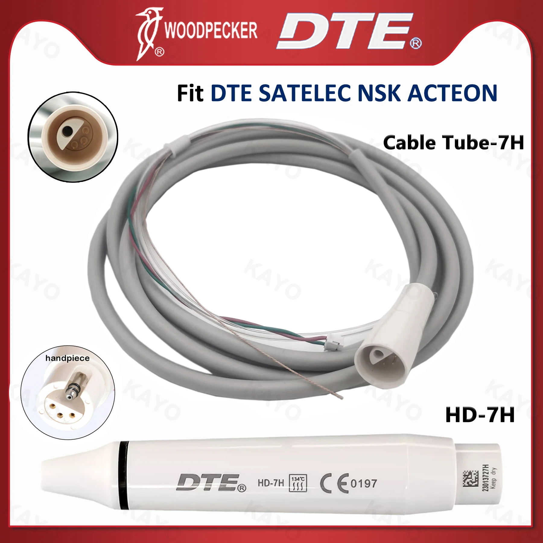 Woodpecker DTE Dental Scaler Handpiece Ultrasonic Scale Cable Detachable Cable Fit NSK SATELEC ACTEON Dentistry Accessories