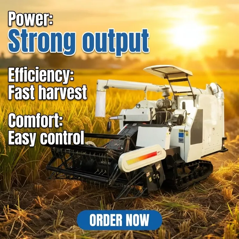 Self Propelled Mini Rice Combine Harvester CE Diesel Engine Low Grain Loss Small Farm Paddy Harvest Machine With Threshing
