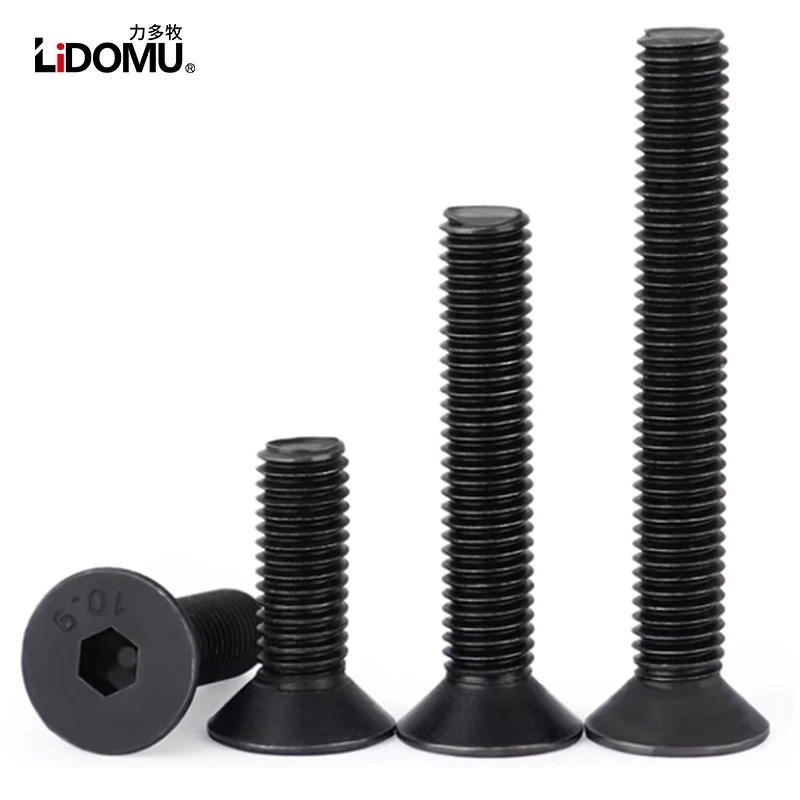 

10pcs High Hardness Countersunk Alloy Steel Hex Bolt Class 10.9 M3 M4 M5 M6 M8 M10 M12 Strength Black Countersunk Bolts