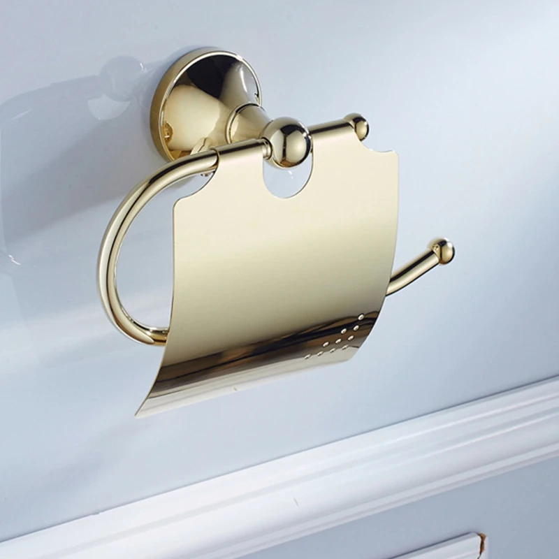 Vintage Brass Toilet Paper Holder, suporte De Tecido De Banheiro, Antique Wall Mounted, Rolling Paper Holder