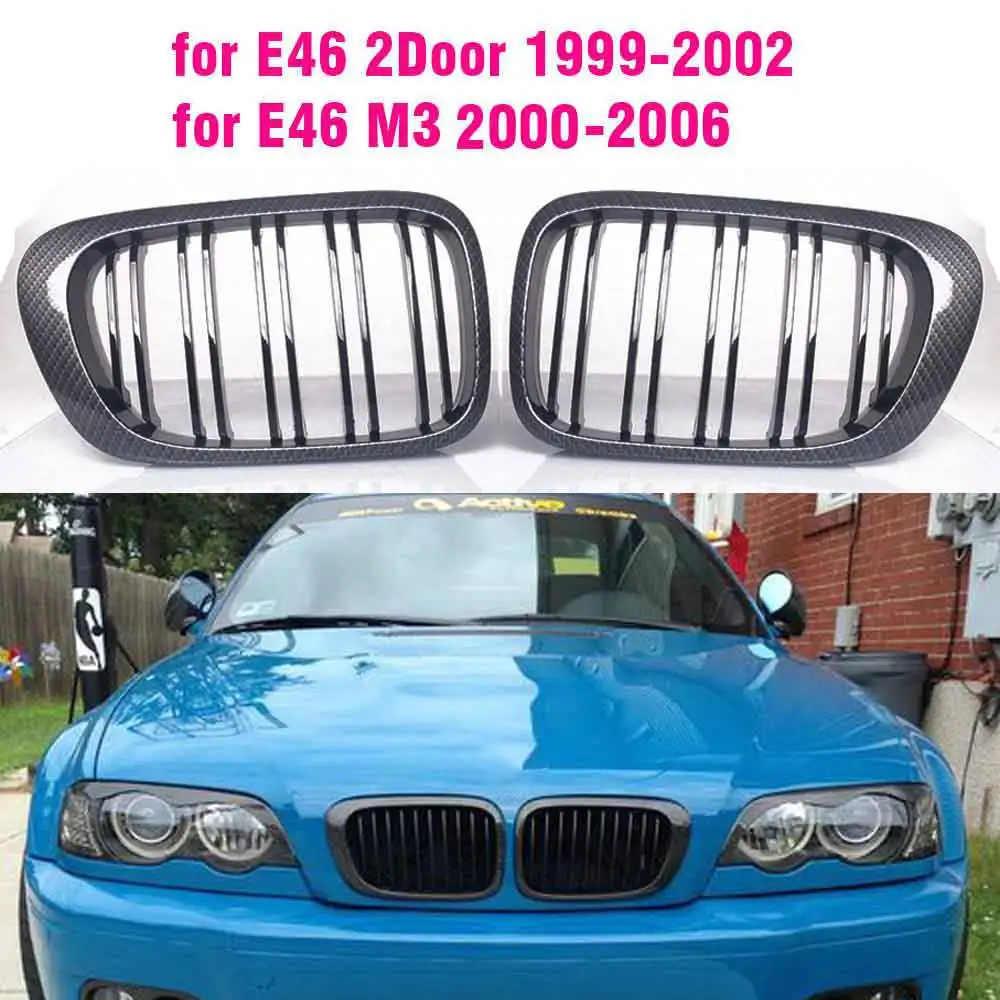 Carbon Fiber Color Front Kidney Grill For BMW 3 Series 1999-2002 E46 M3 323 i/is 325Ci 328 i/is/Ci 330Ci 2 Doors Grilles