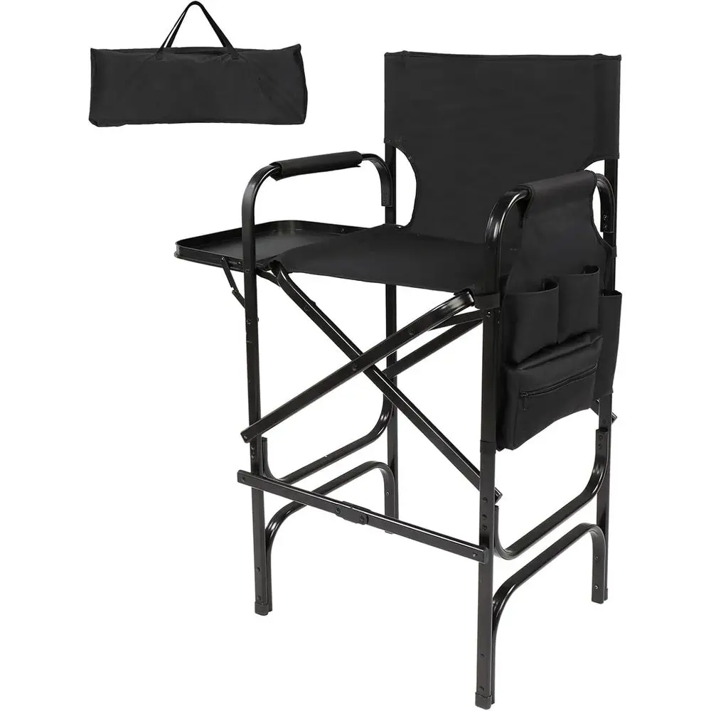 30 Tall DirectChair Black, Portable Makeup Artist Bar Height, 300 lbs capacity, 19.2 D x 23.6 W x 45.6 H