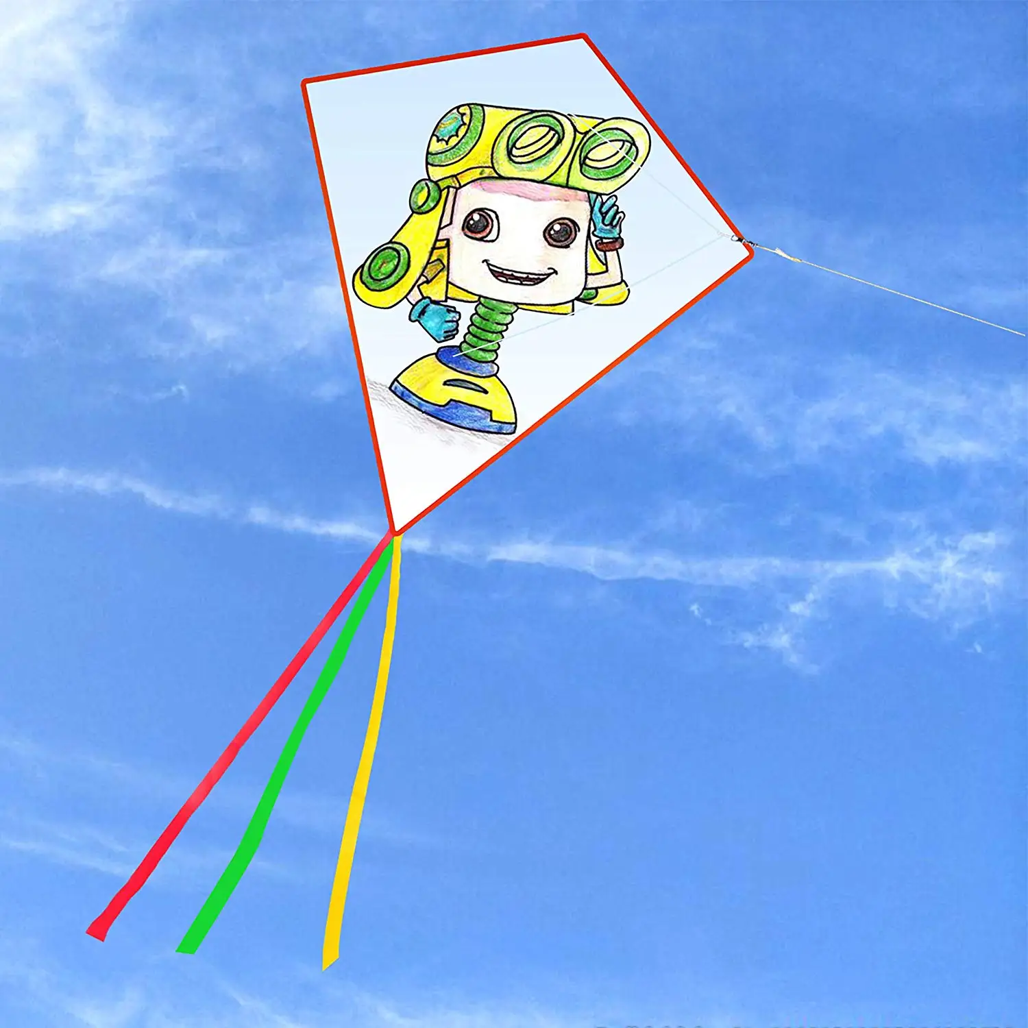 Cometas de bricolaje con cola larga colorida para niños y adultos, gran cometa para principiantes, viene con cuerda y mango, 3 unids/lote por paquete