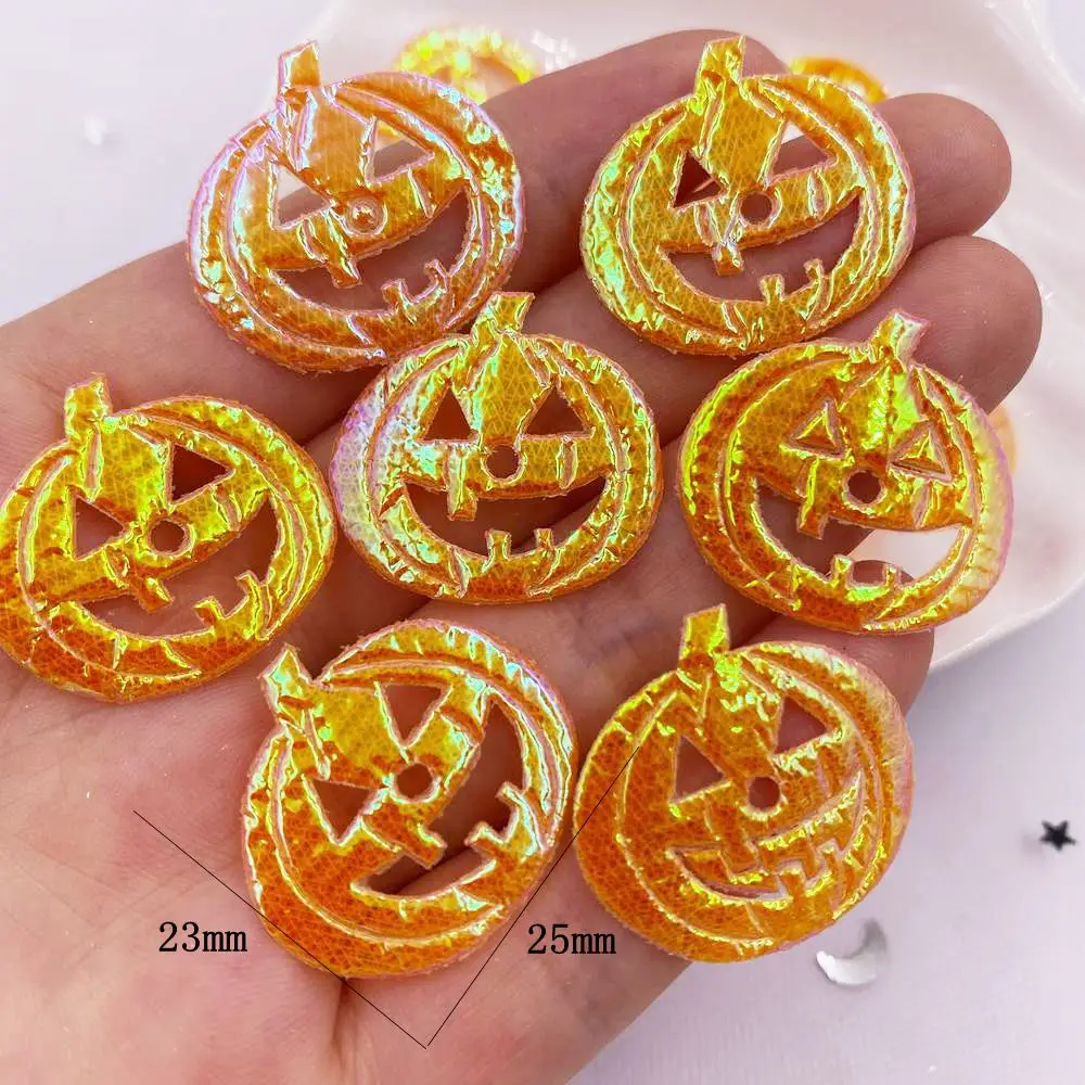 100PCS AB Loveliness Embossed Shinny Cute Cartoon Pumpkin Patches DIY Craft Applique Hairpin Parts Halloween Decor Craft