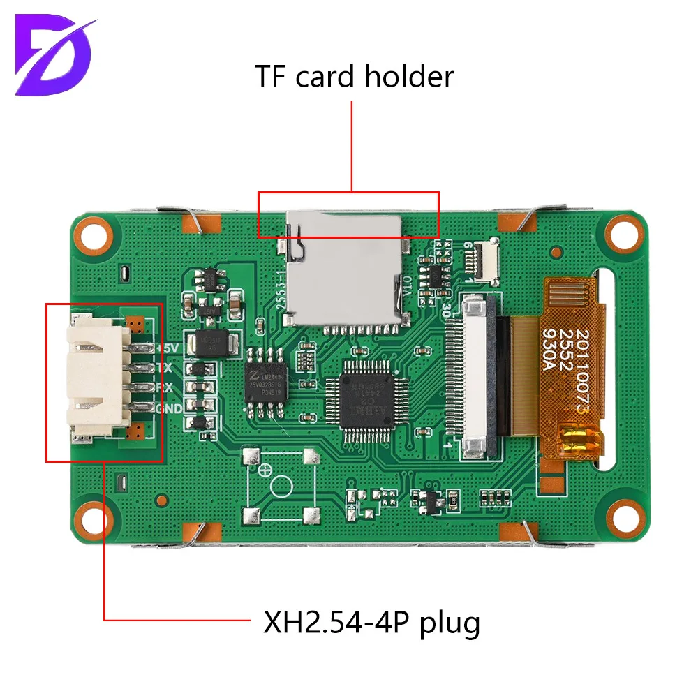 2.4-inch Serial Port LCD Screen Resolution 320 * 240 Lcd Screen Display With Iron Frame Tf Card Holder Xh2.54-4P Plug