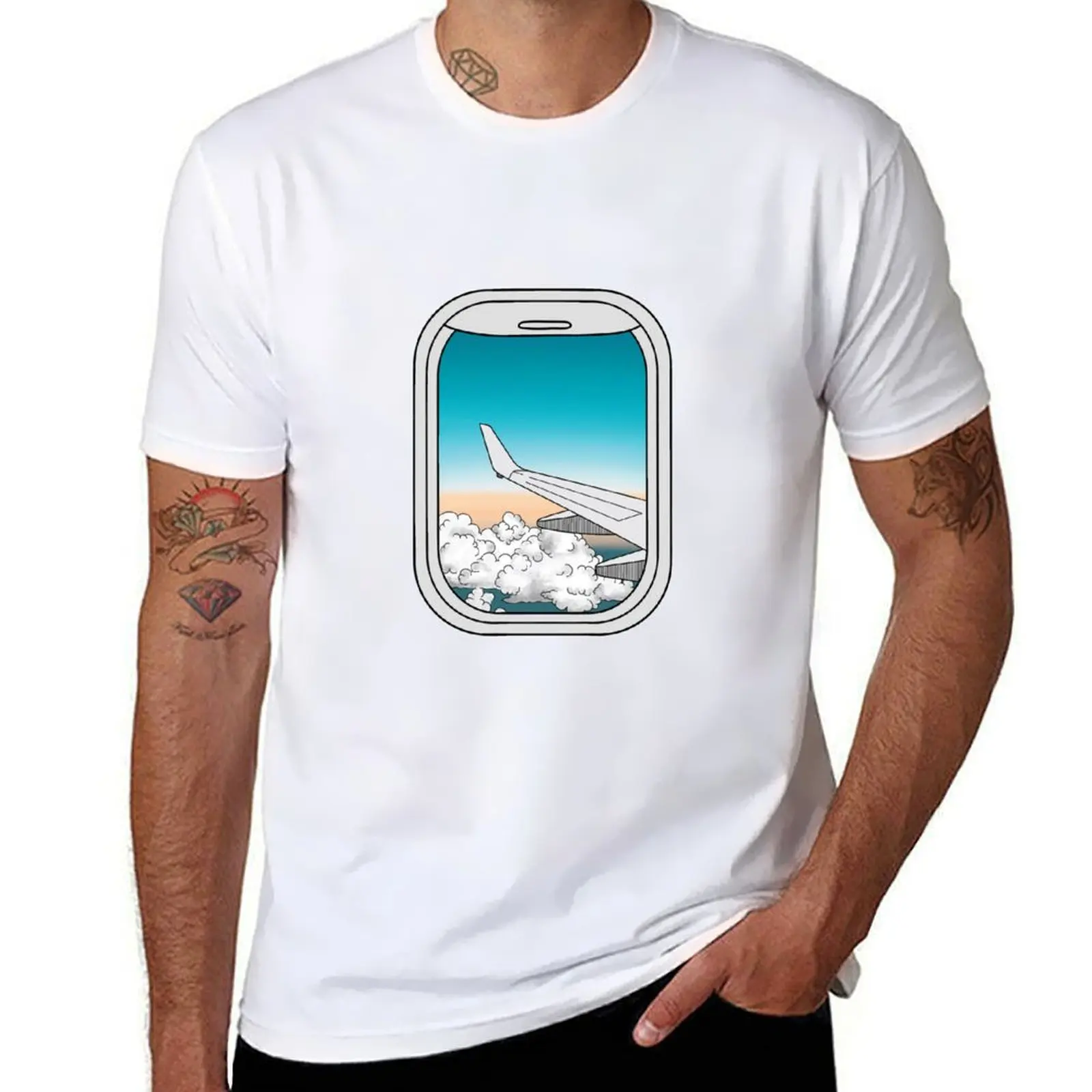 

Airplane oversize Window man t shirt T-Shirt t shirts anime graphic