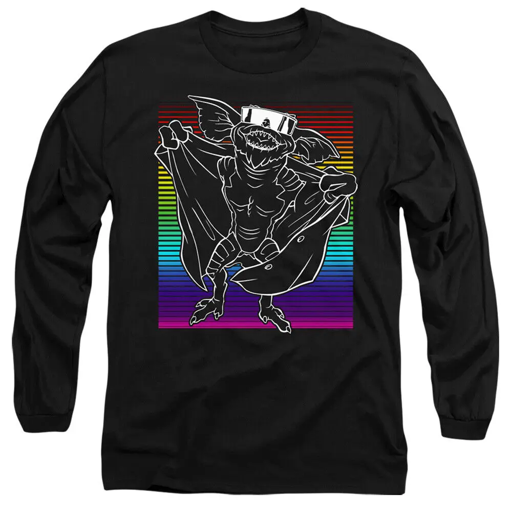 

Gremlins 2 Long Sleeve T-Shirt Flasher Neon Rainbow Black Tee