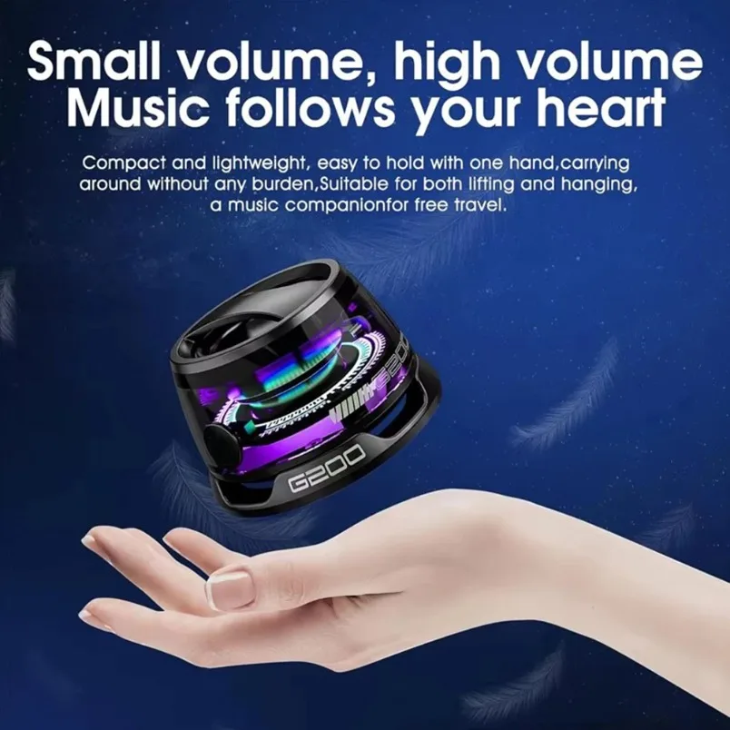 BT 5.3 Mini Tragbarer Bluetooth-Lautsprecher G200 RGB-Farblicht Magnetischer Lautsprecher Kleine Soundbox Telefonhalter Drahtloser Lautsprecher – Detail 16