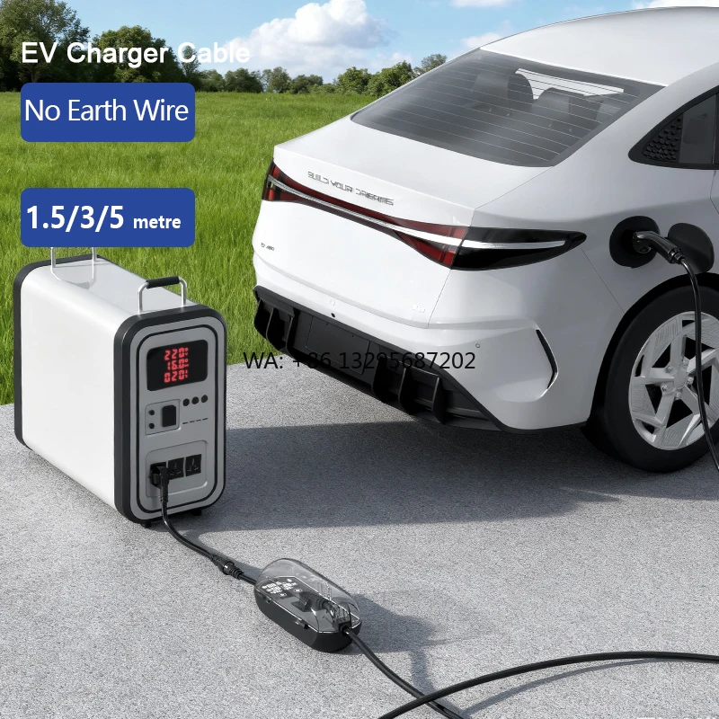 

Portable EV Charger with Ground Bypass Extension Cord Custom Brazil India AU UK Plugs