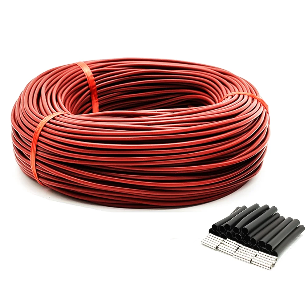 10 to 100 Meters 12K Silicone Rubber Floor Warm Heating Cable 33ohm/m Carbon Fiber Heating Wires