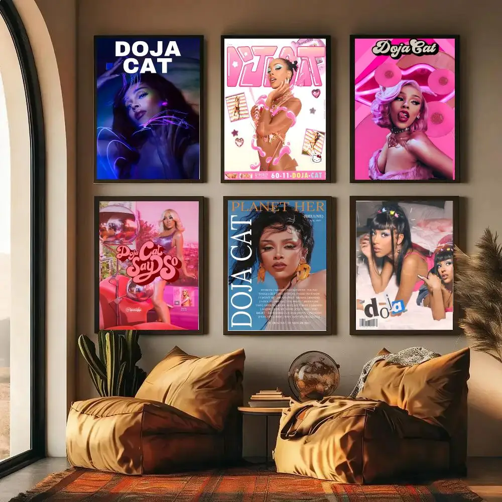 Newly Pop Rapper Doja Cat Single Poster Self-adhesive Art Waterproof Paper Sticker Coffee House Wall Decor