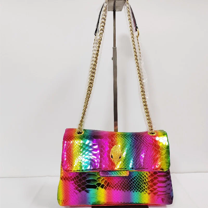Nuovi arrivi borsa da donna borsa da donna in pelle di serpente dipinta colorata con icona in metallo aquila sulla borsa a tracolla con patta sul