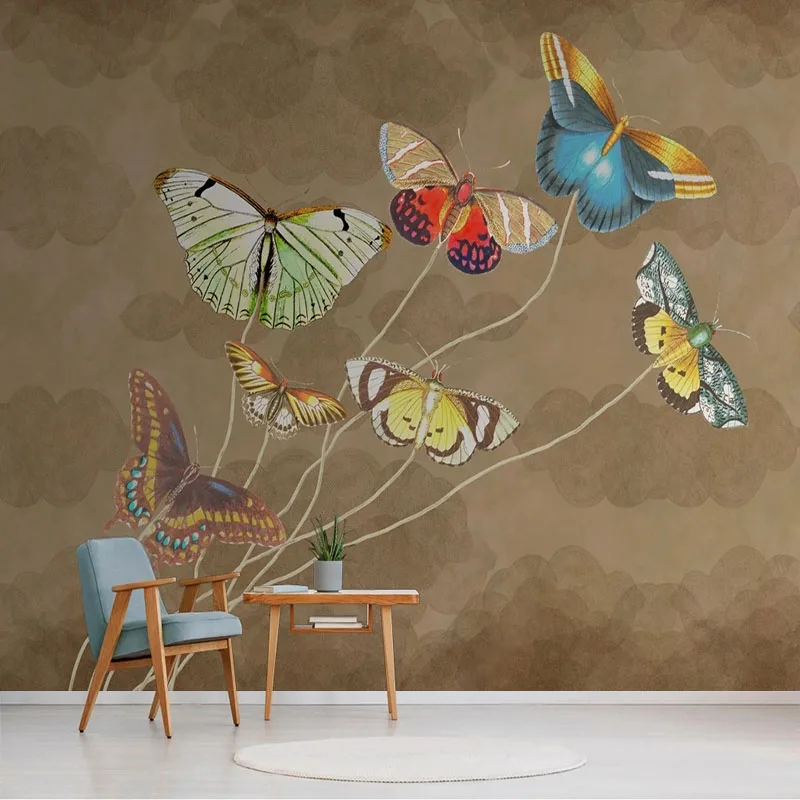 Custom 3D Mural Wallpaper Modern Minimalist American Retro Art Butterfly Background Wall For Bedroom Papel De Parede Home Décor