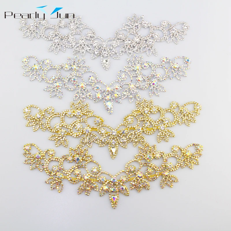 1 Pieces of 20cm*14cm Rhinestone Applique Collar Crystal AB Color Accessories for Wedding Dress DIY Sewing Accessories YL012