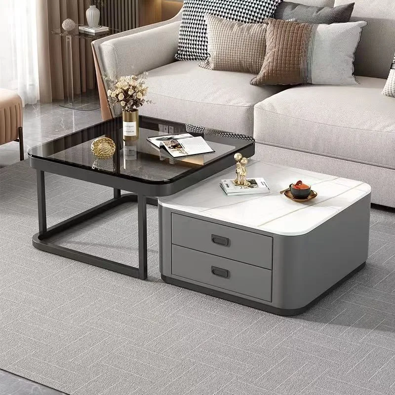 

Rock slab coffee table living room household small apartment light luxury modern minimalist coffee table simple square