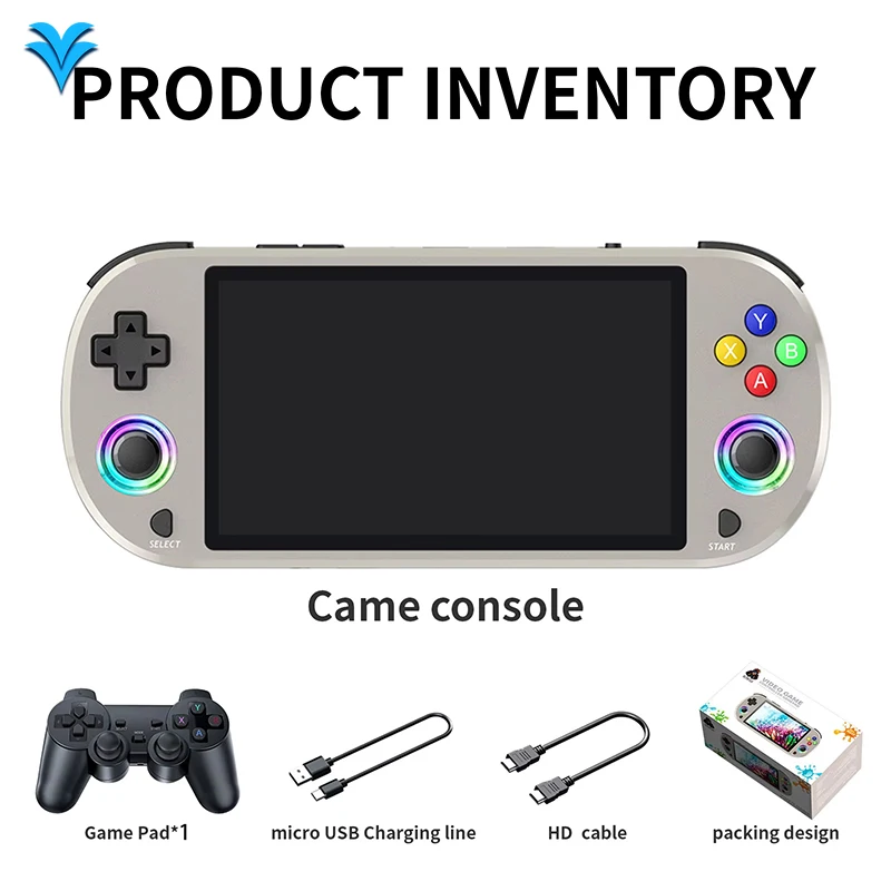 وحدة تحكم ألعاب محمولة M22 P شاشة 5.0 بوصة مع لوحة ألعاب لاسلكية 2.4g تدعم نظام LINUX مشغل ألعاب فيديو محمول M22 Pro