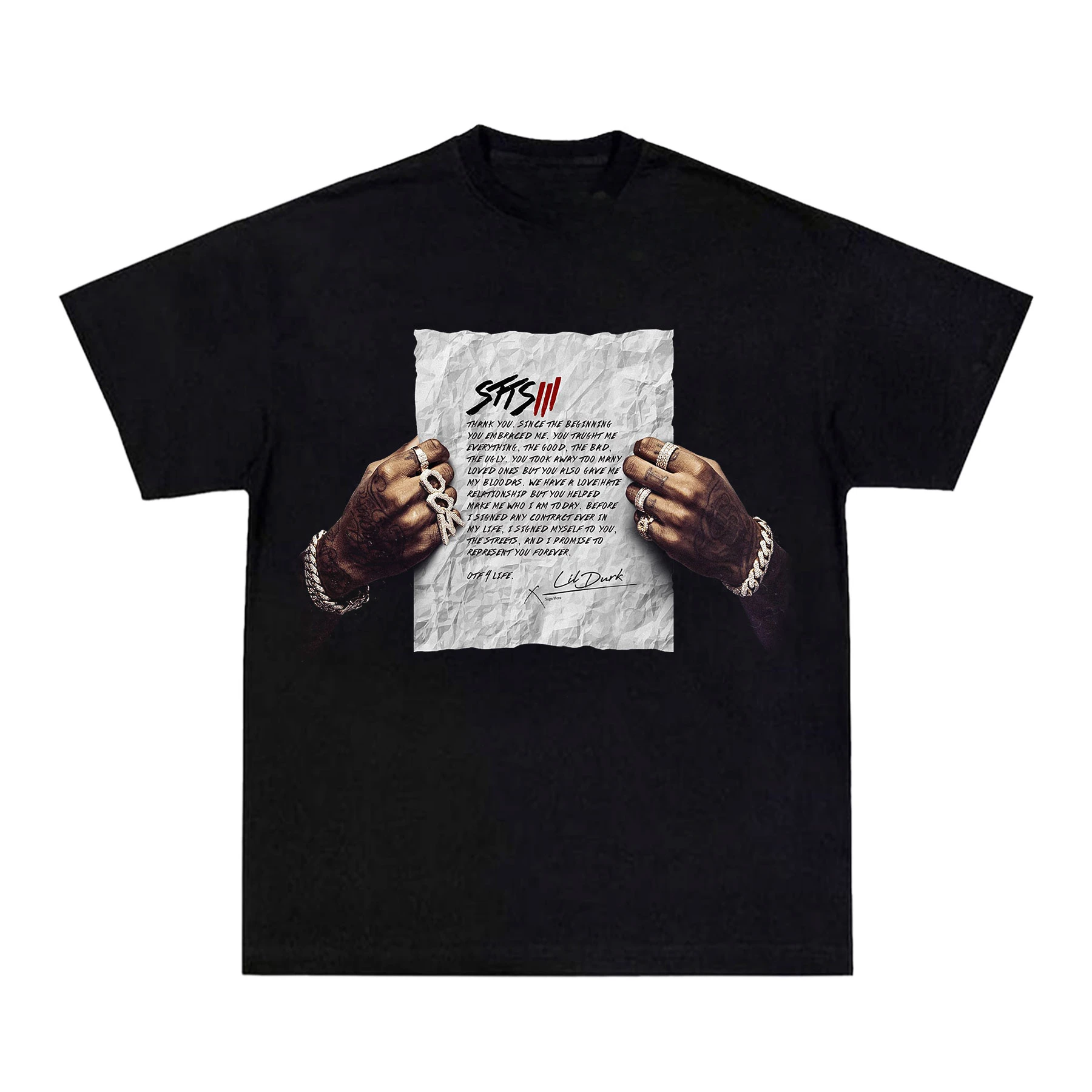 

2025 Lil Durk Vintage Tee Rap Hip Hop Short Sleeve Men's and Women's Pure Cotton Portrait T-shirt High Quality Luxury Brand