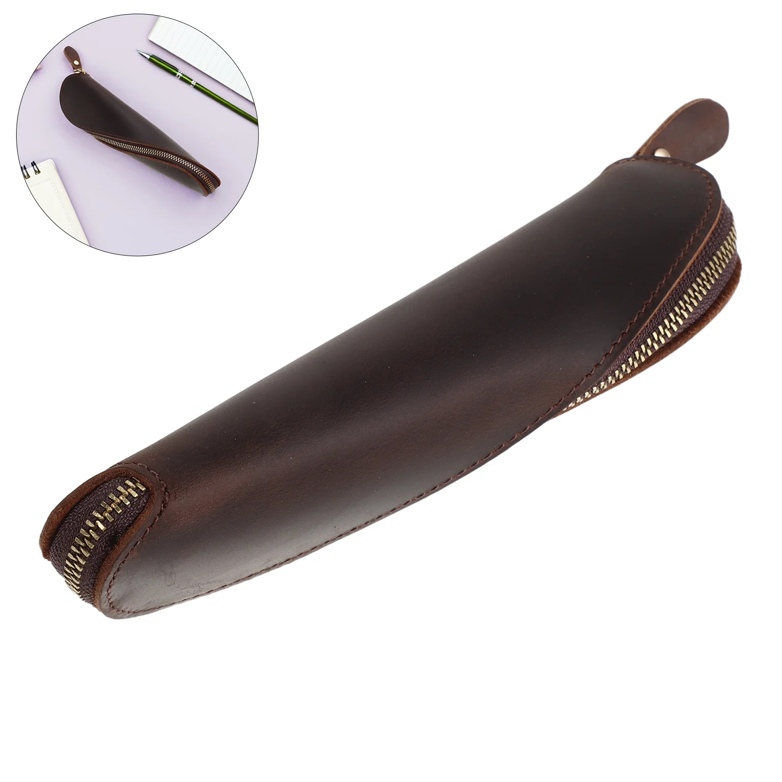 

Crazy Horse Pencil Case Waterproof School Office Organizer Large Capacity Stationery Storage Bag