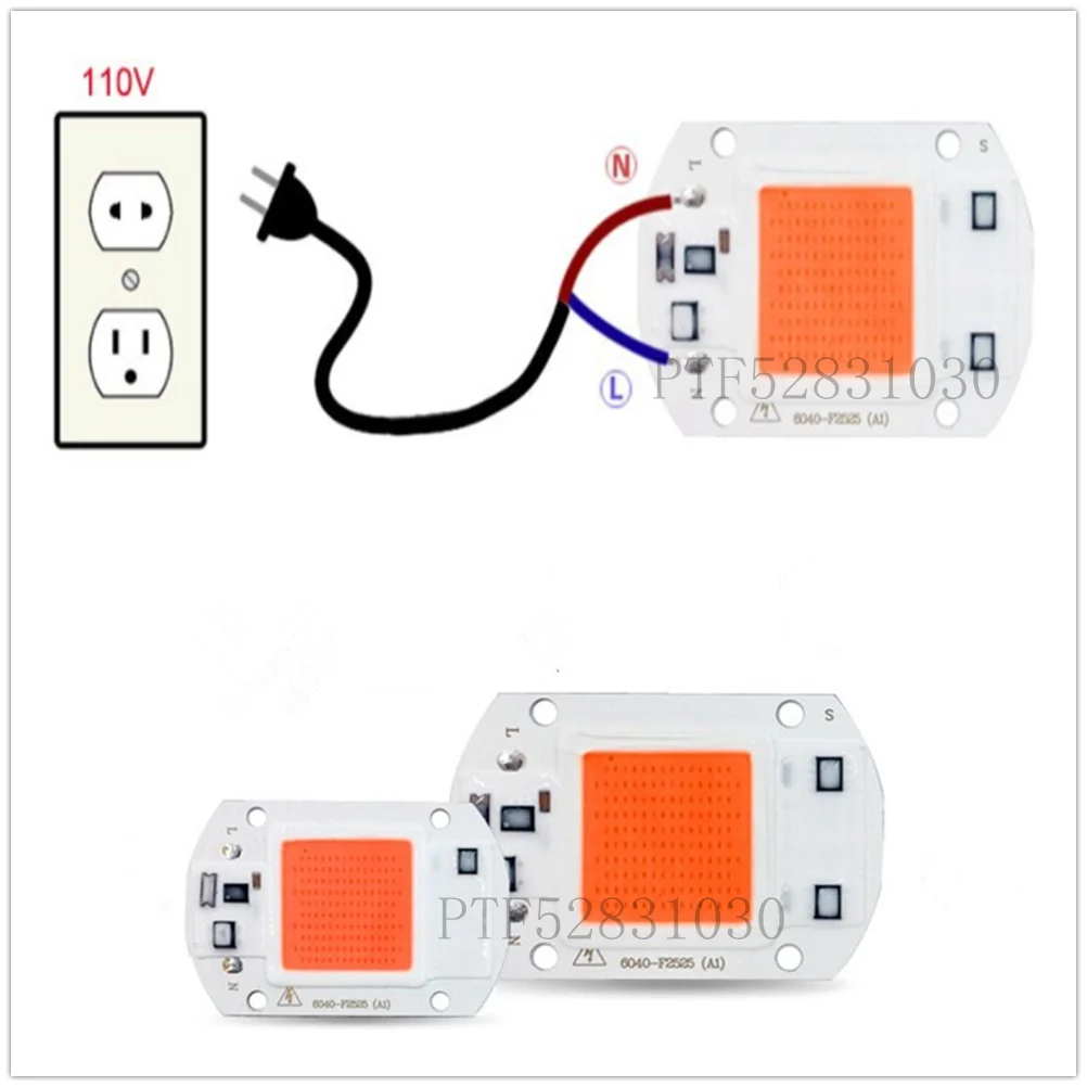 

5pcs Hot sell AC220V 110V real full spectrum 380-840nm indoor instead sunlight actual Power20W 30W 50W DIY led grow light chip