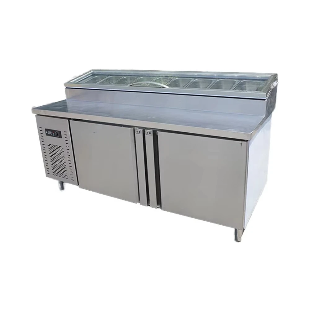 Restaurant Counter Refrigerator Workbench Chiller Pizza Counter Freezer Salad Refrigerator Pizza Preparation Table Refrigerator - view 4