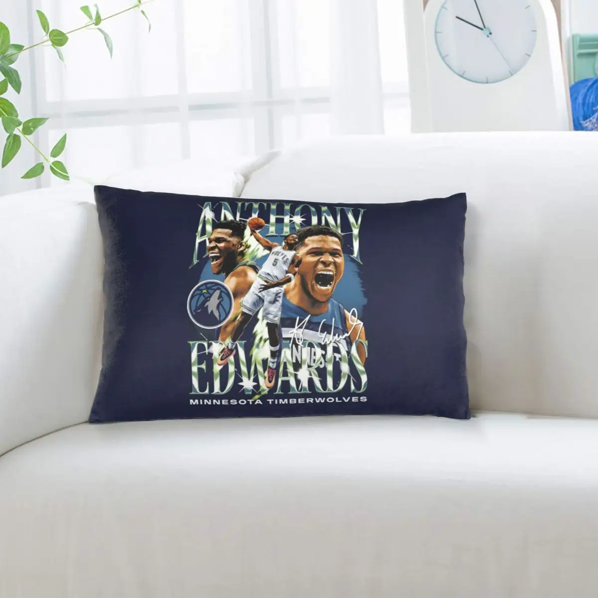 Anthony Edwards Minnesota Basketball Rectangle Pillowcase Cushion Cover Decorative Bedroom Bed Home Comfort Throw Pillow