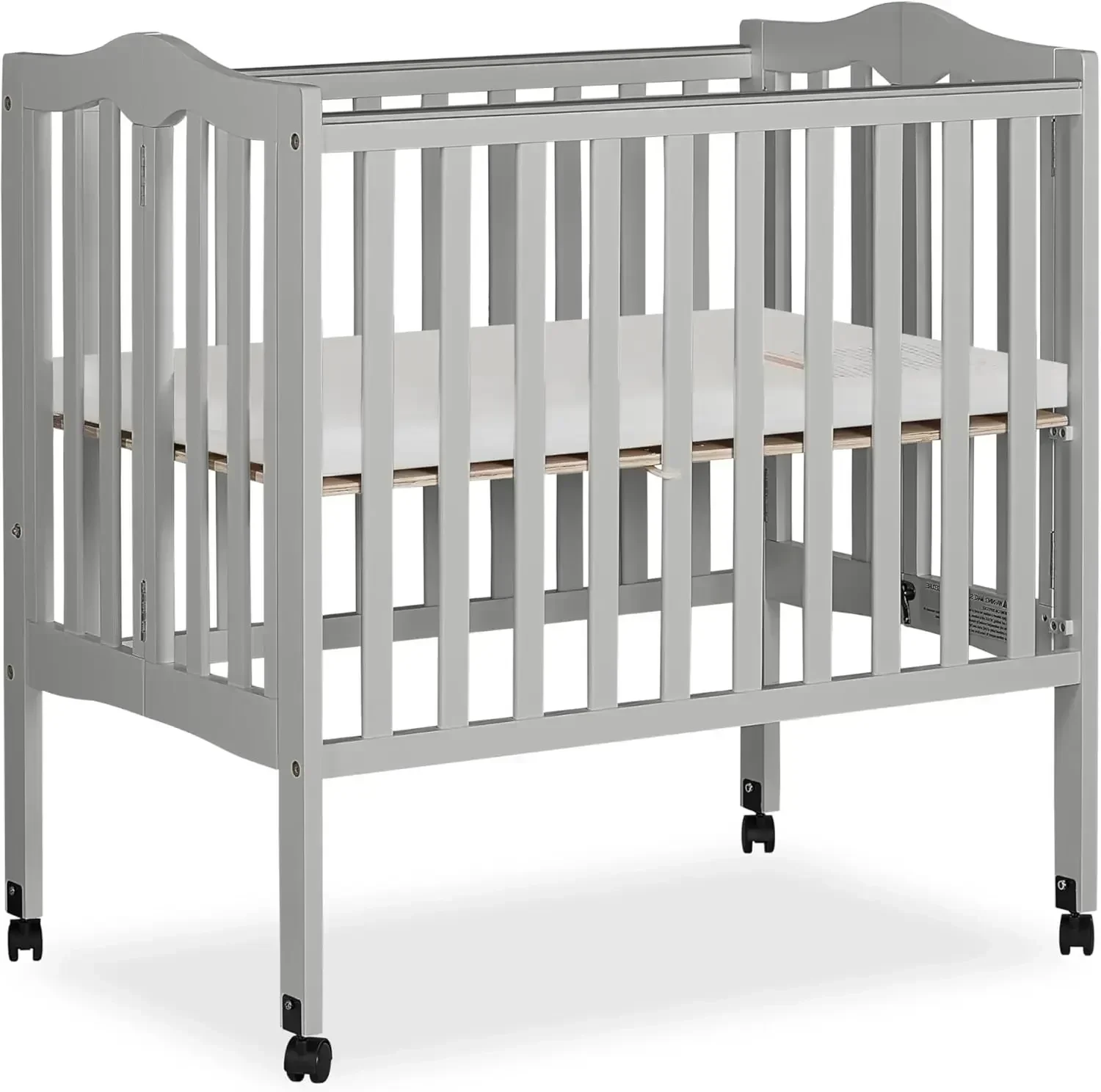 

2-in-1 Lightweight Folding Portable Stationary Side Crib in Pebble Grey, Greenguard Gold Certified, Baby Crib to Playpen
