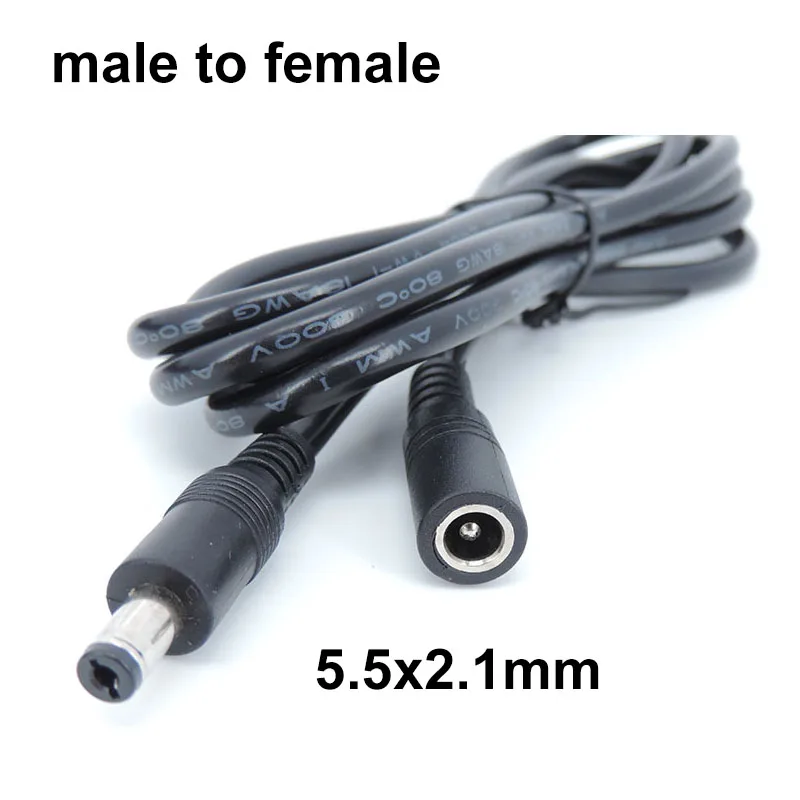 12v DC male to male female Extension power supply connector Cable 18awg Plug Cord wire Adapter for strip camera 5.5X2.5mm 2.1 L