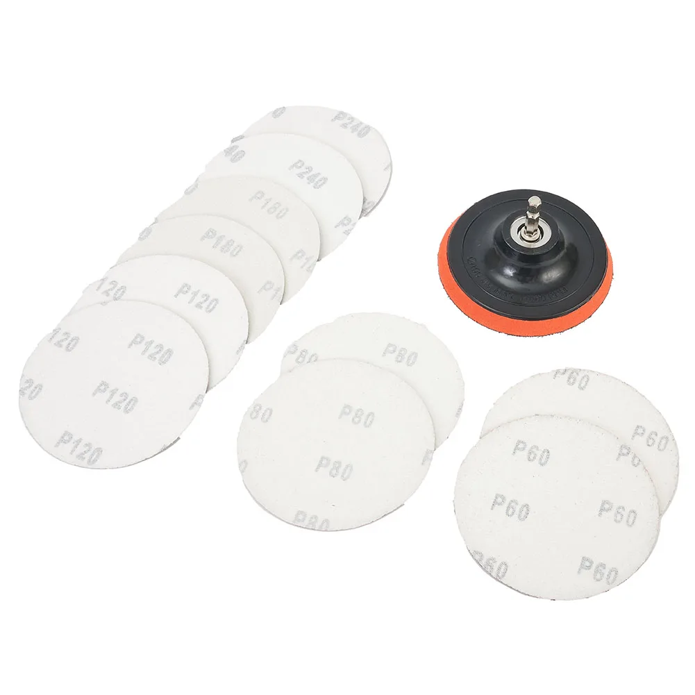 แผ่นขัด 4 นิ้ว 100 มม.Hook & LOOP ทรายกระดาษ 60-240 Grit Backing Pad & M10 เจาะอะแดปเตอร์ 12 PCS ชุดขัดเครื่องมือขัด