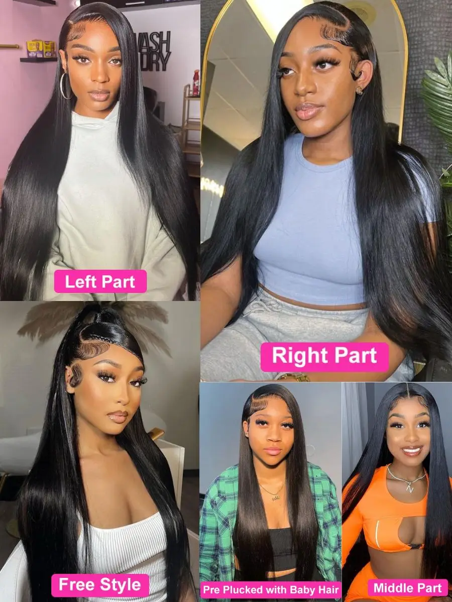 100% cabelo humano 13x4 osso em linha reta frente do laço perucas de cabelo humano 30 Polegada 13x4 peruca frontal do laço para mulher pré arrancado