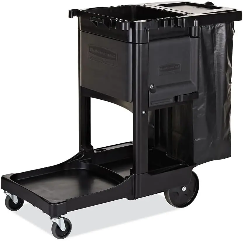 Rubbermaid Commercial Products Executive Series Janitorial and Housekeeping Cleaning Cart  Black, 38.4