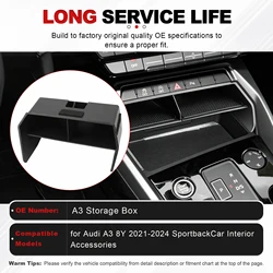 Car Central Console Storage Box Organizer Container Tray Decoration For Audi A3 8Y Sportback Sedan LHD Interior Accessories
