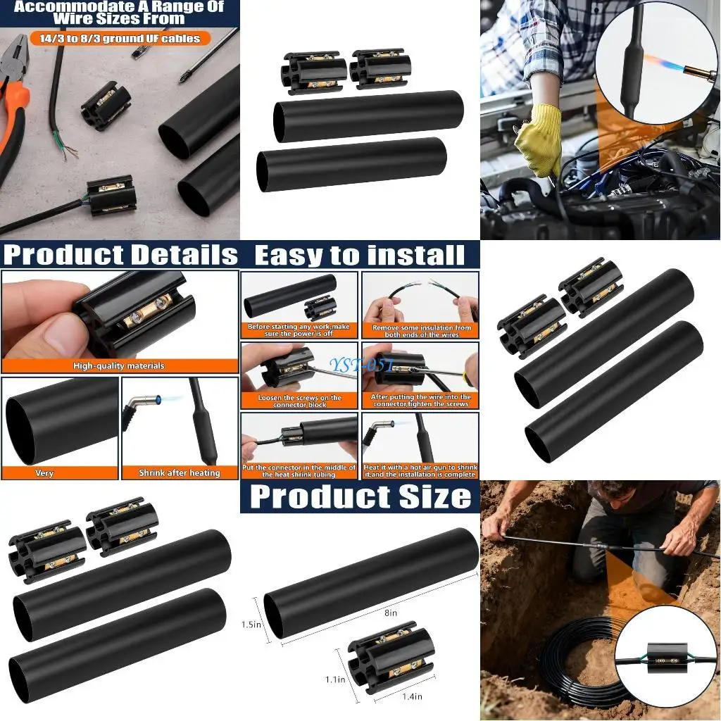 

E15A Waterproof Wire Connectors with Heat Shrink Tubes Electrical Terminals Easy Use