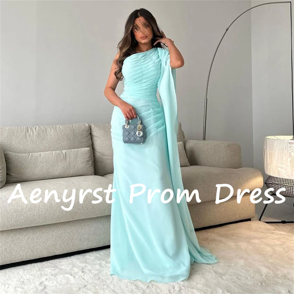 Aenyrst-Robe de Bal Plissée en Mousseline de Soie, Vêtement Simple, Droit, Arabie Saoudite, Longueur au Sol, Tenue d'VincFormelle