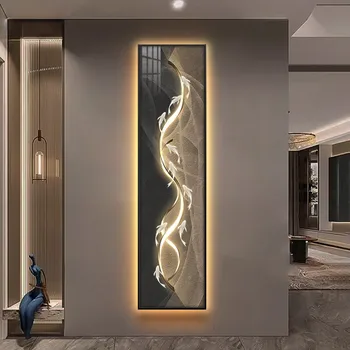 Modern Light Luxury Entrance Decoration Painting Long Living Room Corridor Hanging Painting Vertical Version Mural La