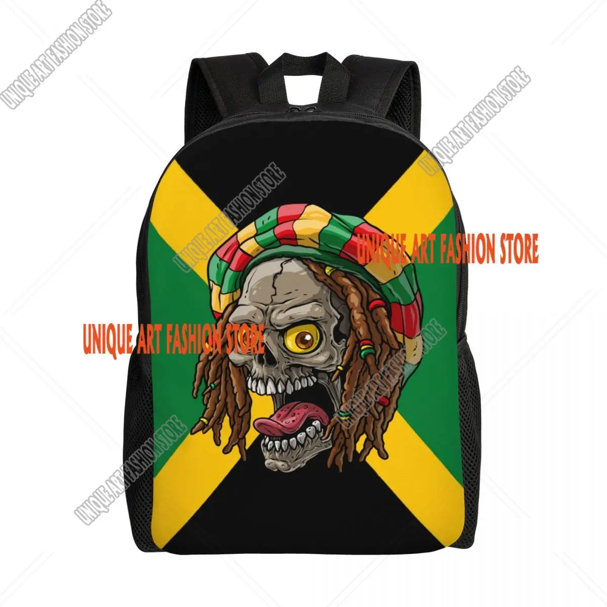 

Модный дорожный рюкзак Jamaica Rasta Skull для женщин и мужчин, школьный компьютерный рюкзак, ямайский студенческий рюкзак, сумки