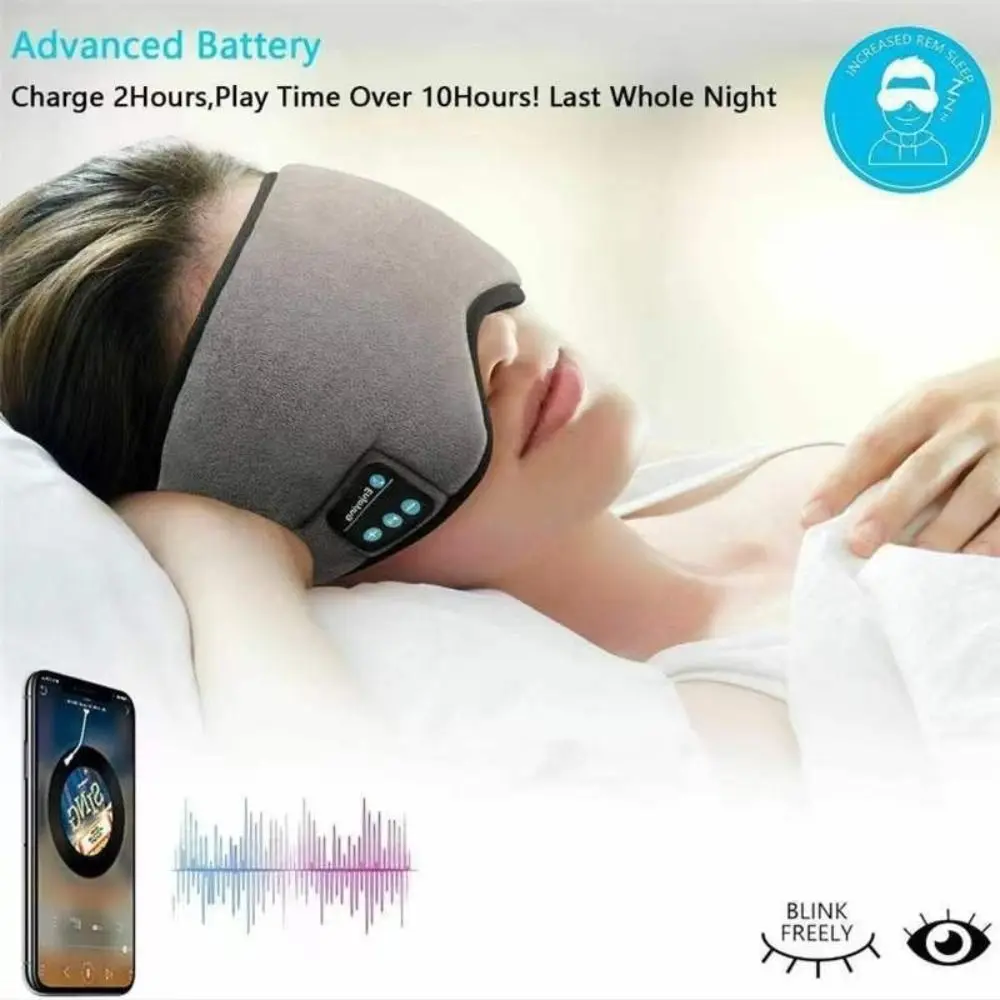 Bluetooth 5.0 Eye Mask Music Play Sleeping Headphones Soft 3D Answering Phone Calls Wireless Sleep Goggles for Sleep Headphones