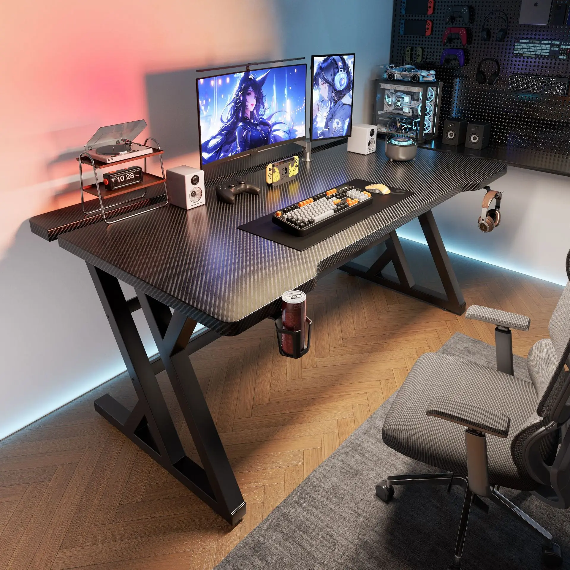 Gaming table desktop home two-segment carbon fiber color game learning