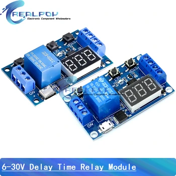 1 채널 5V 릴레이 6-30V 릴레이 모듈 OFF/ON 스위치 트리거 시간 지연 회로 타이머 사이클 999 분 조정 가능 XY-J02