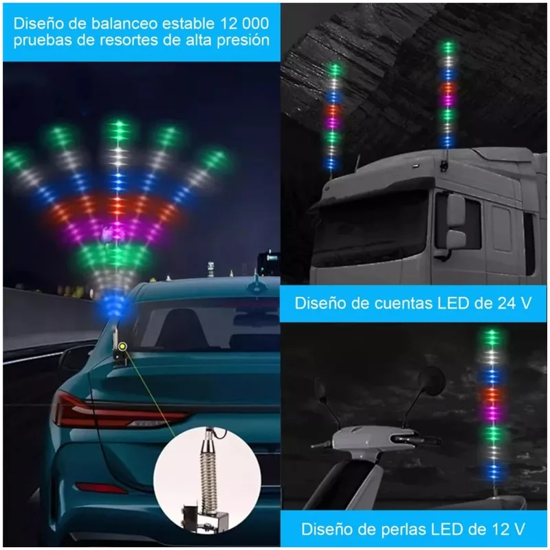 Car Antenna Lights 12-24V Auto Directional Indicator Lights LED Car Whip Lights Flagpole Antenna Rgbwhips for Truck Antena Stick - Image 3