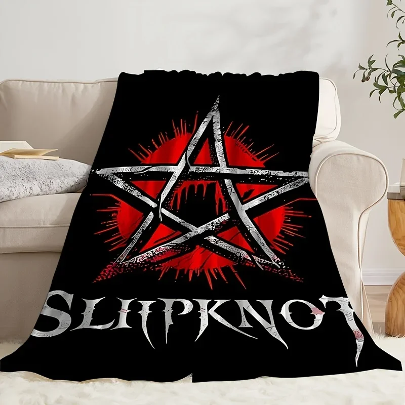 Heavy Metal Band Slipknot Logo Graphic Throw Blanket for Concert Merch Gifts Black Aesthetic Decor