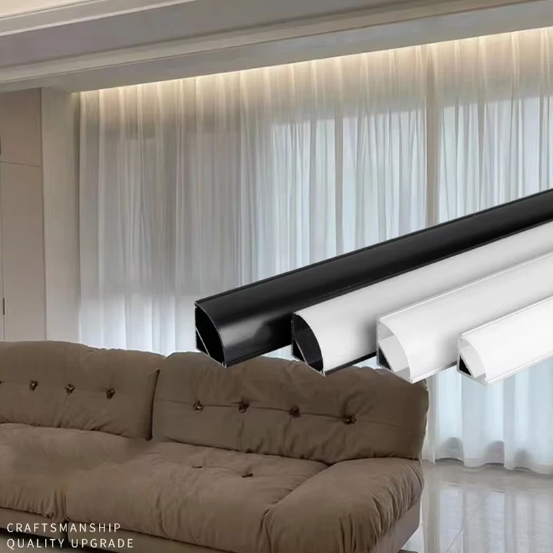 V Shape 45 Degree Oblique Luminous LED Aluminum Profile with Diffuser Channel, Hard Light Bar Housing for Cabinet Bookshelf