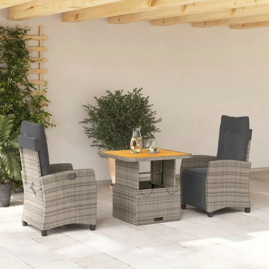 

Grey and Brown PE Rattan Garden Dining Set for Two Outdoor Patio Furniture Cozy 2-Seater Relaxation